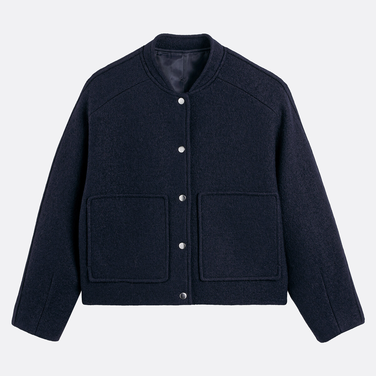 Short Press-Stud Jacket navy blue, LA REDOUTE COLLECTIONS