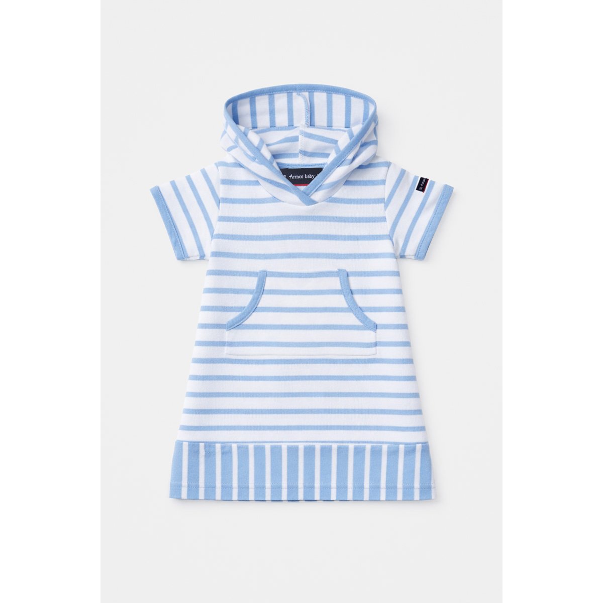 Robe rayée Baby - coton épais blanc/placid blue, ARMOR-LUX