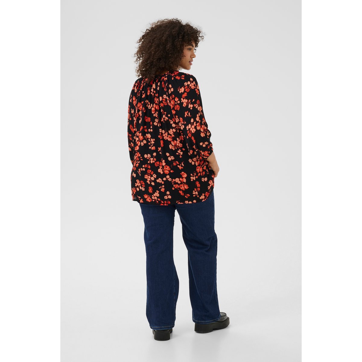 Blouse à manches longues imprimé red flower, KAFFE CURVE