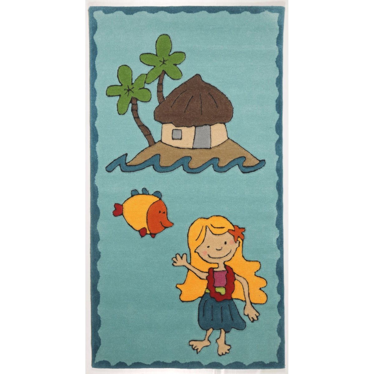 Tapis enfant Maui, la fillette de l'île, tufté turquoise, THEKO