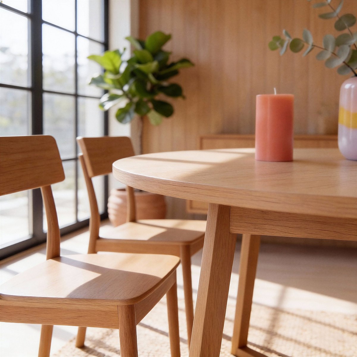 Table à manger panneau de particule MEDUNO naturel clair, HABITAT