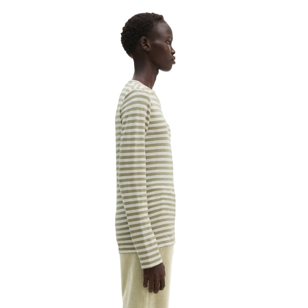 T-shirt rayé, coupe standard en jersey slub doux vert, MARC O'POLO