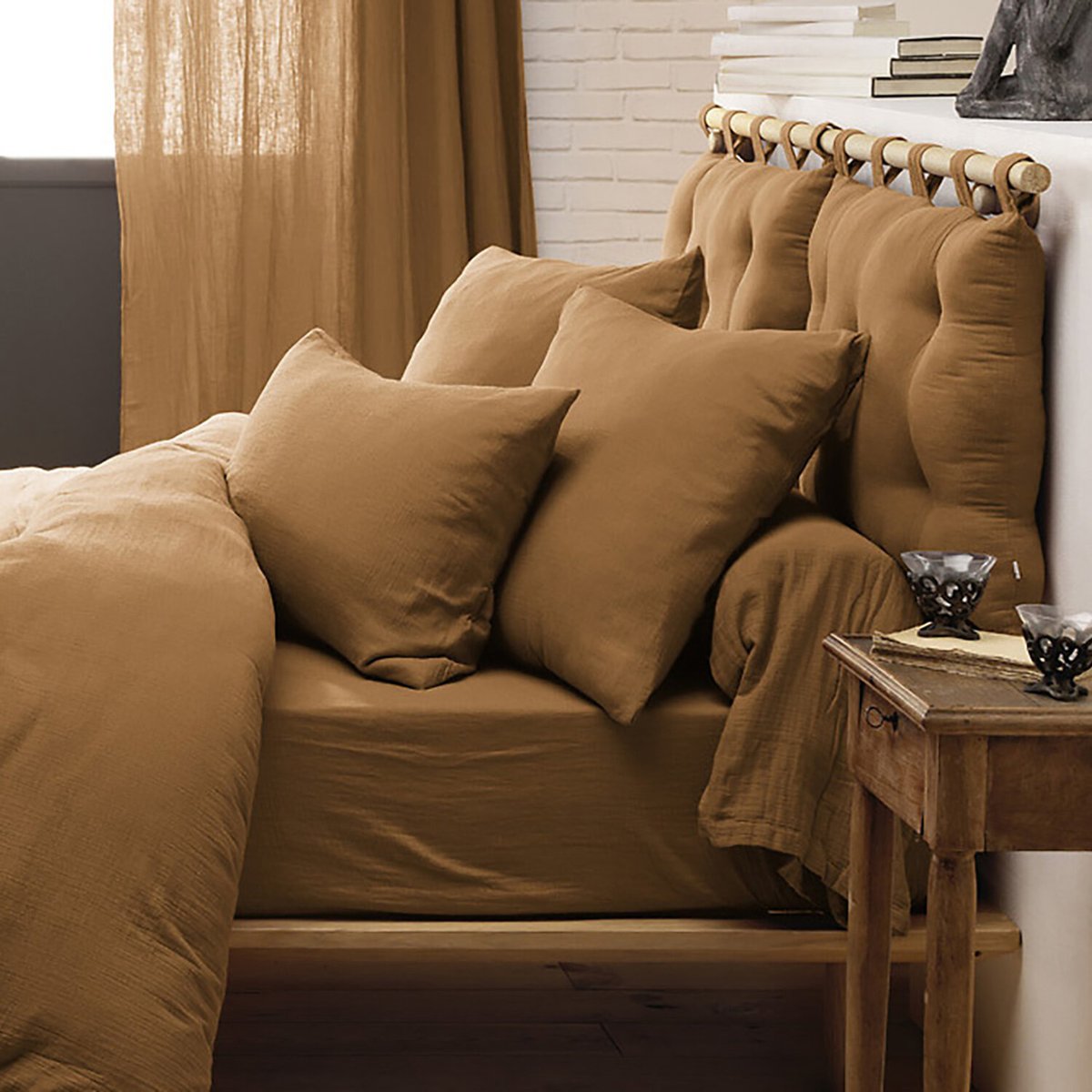 Taie d'oreiller en flanelle de coton unie, OZEN vert d'eau, C DESIGN HOME TEXTILE