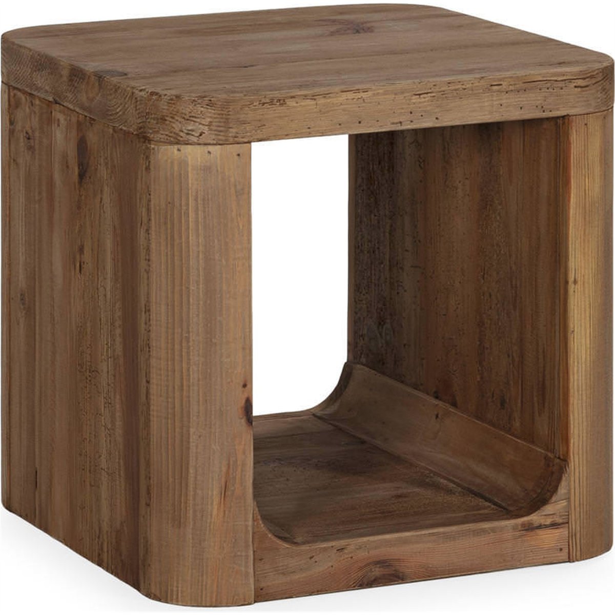 Table d'appoint carrée en pin vieilli naturel vieilli, RECOLLECTION