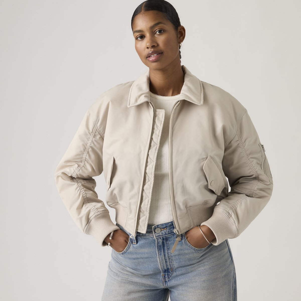 Blouson d’aviateur Crop Bowie gris - chateau gray, LEVI'S