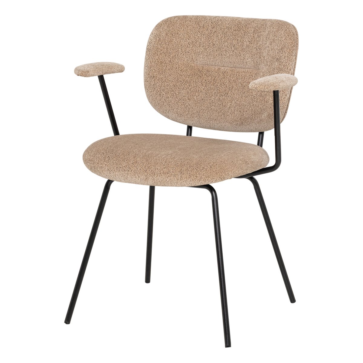 Lot de 2 chaises de salle à manger en chenille tissée BRINT sable, WOOOD