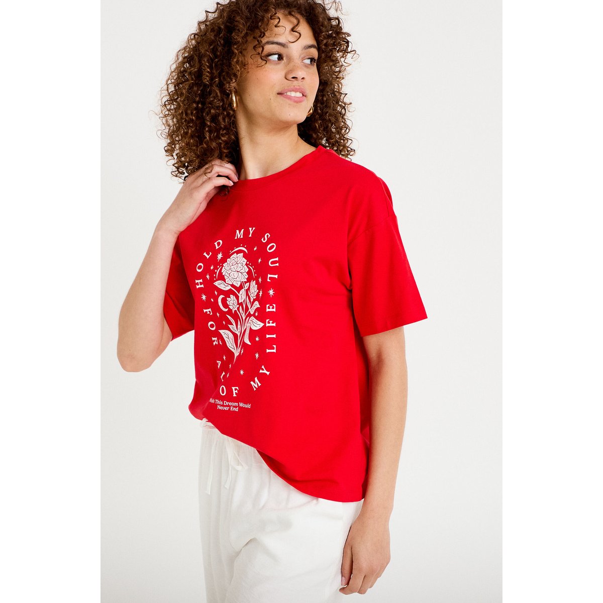 T-shirt oversize manches courtes rouge, CACHE CACHE