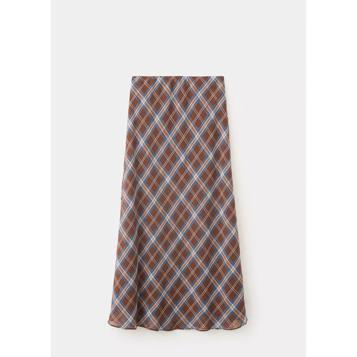 Jupe midi carreaux marron, MANGO