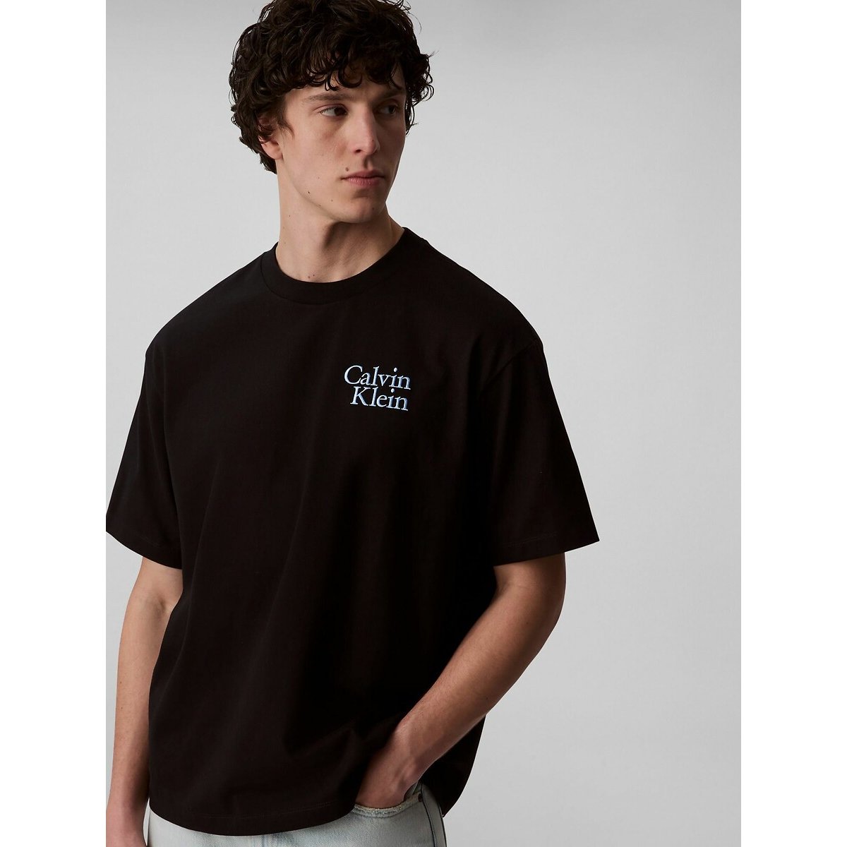 Logo Print T-Shirt with Short Sleeves black, CALVIN KLEIN JEANS