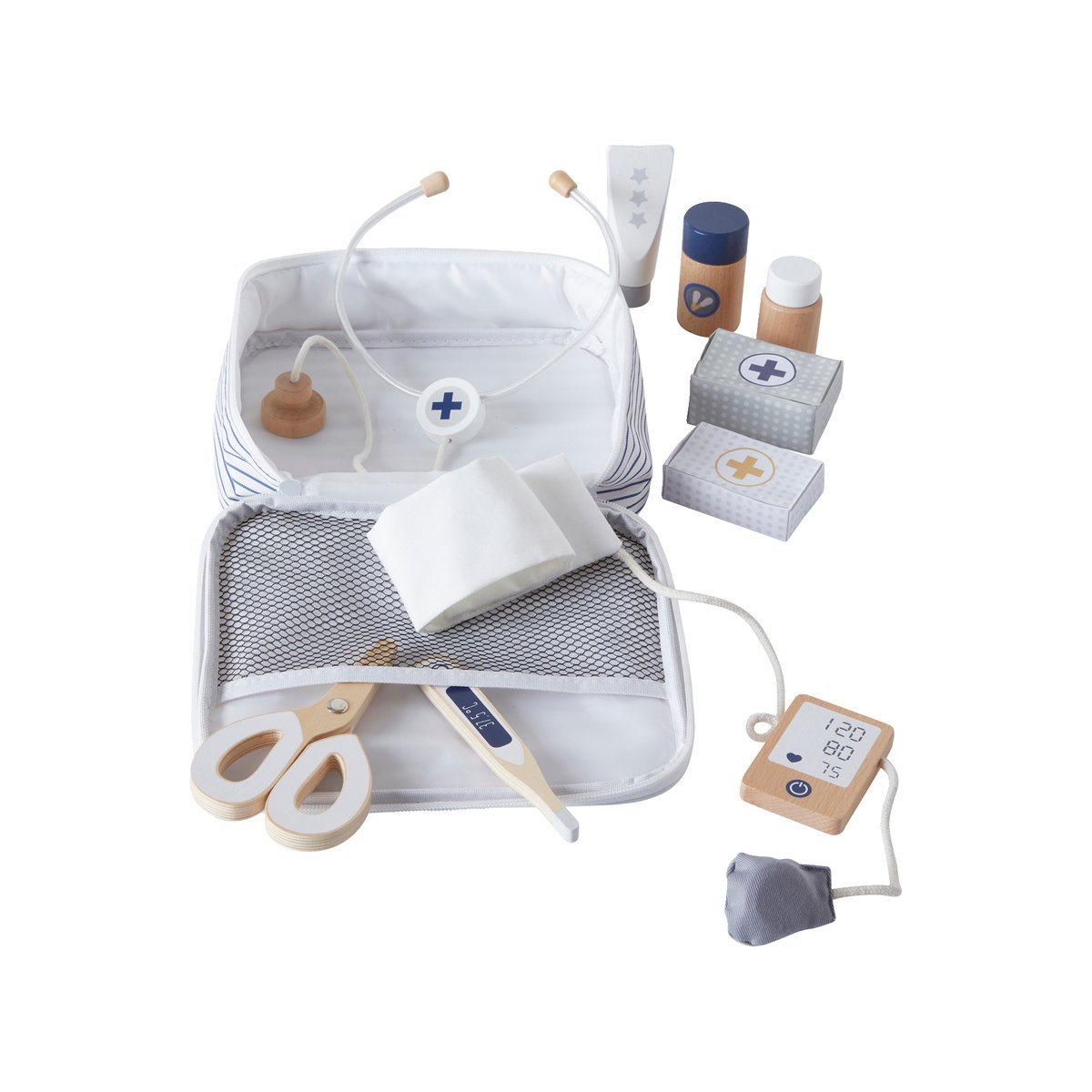 Set docteur pour poupon en bois blanc, VERTBAUDET