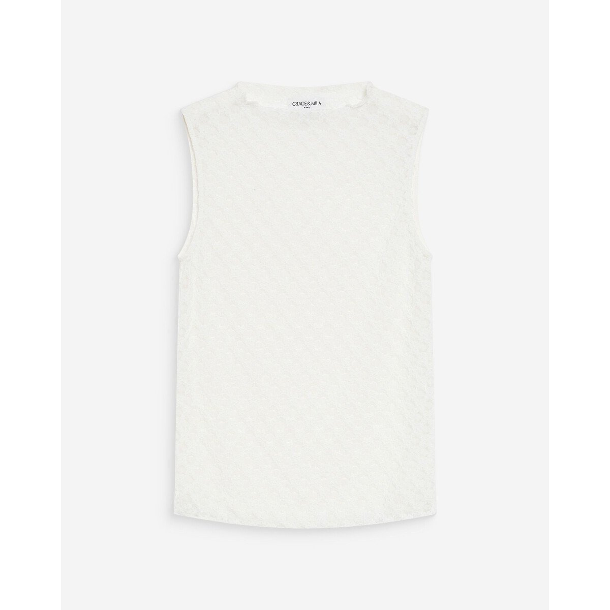 T-shirt senza maniche in pizzo VINTIE bianco, GRACE & MILA