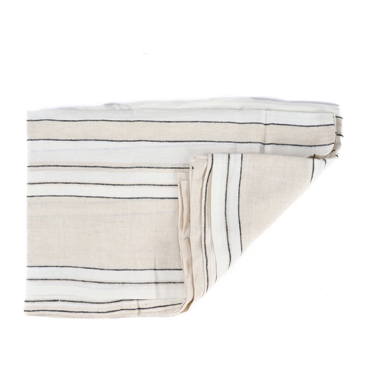 Nappe en lin PROVENCE beige noir et blanc, BAZAR BIZAR