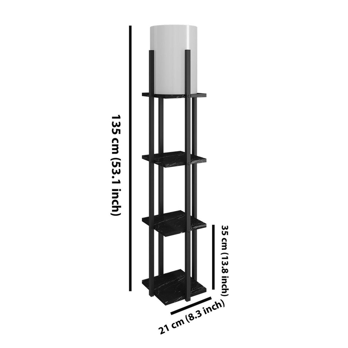 Lampadaire avec étagères en bois KILIS noir, PIER IMPORT