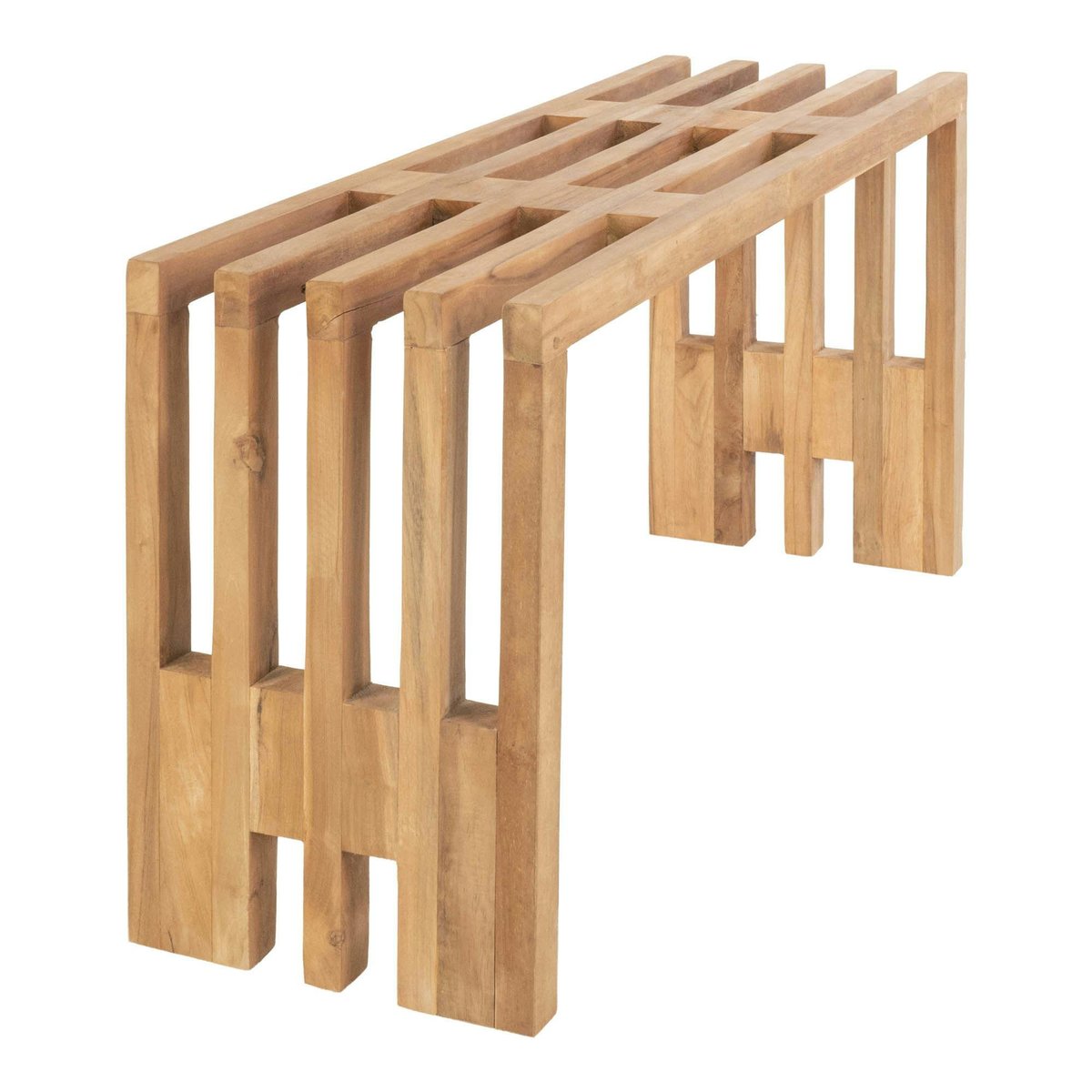 Banc de jardin en bois de teck sans dossier 90 cm MENDOZA bois naturel, PIER IMPORT