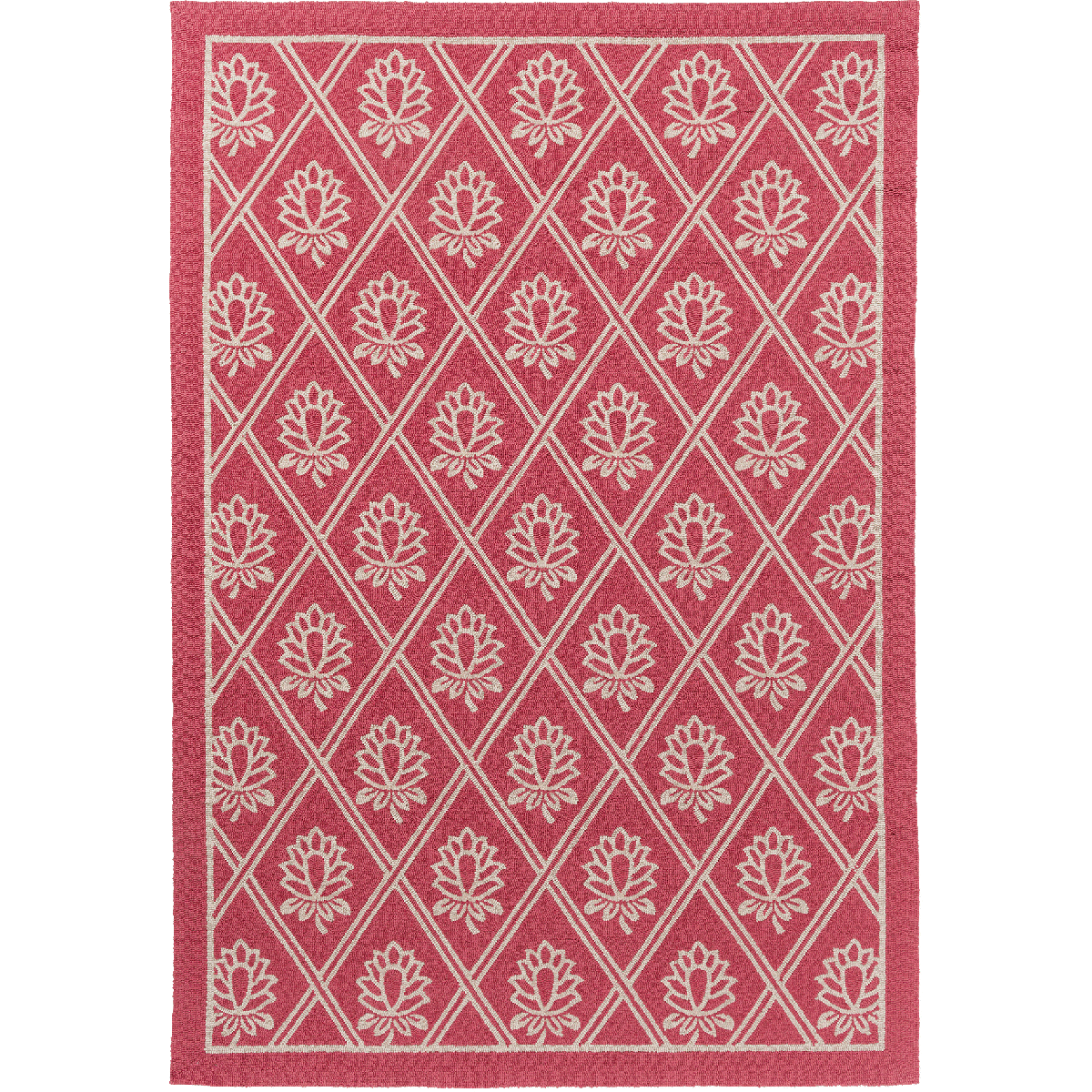 Tapis extérieur kilim fait main PORSTER rouge, blanc, UN AMOUR DE TAPIS