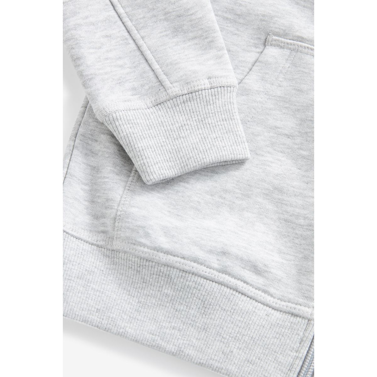 Sweat à capuche basique zippé manches longues gris, NEXT