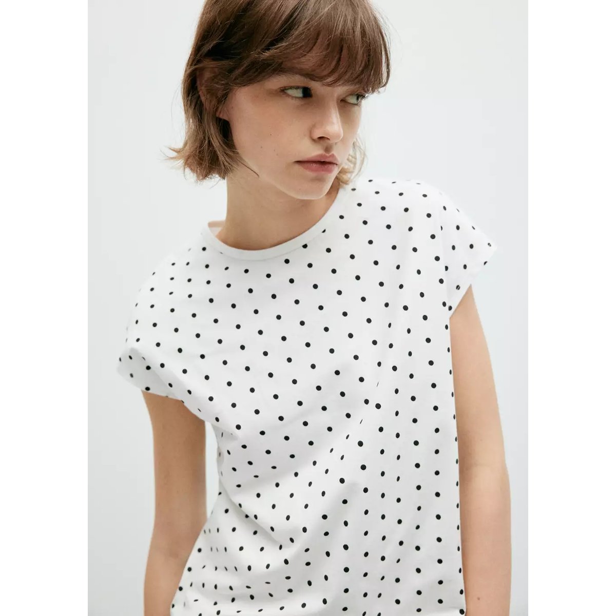 T-shirt coton pois blanc, MANGO