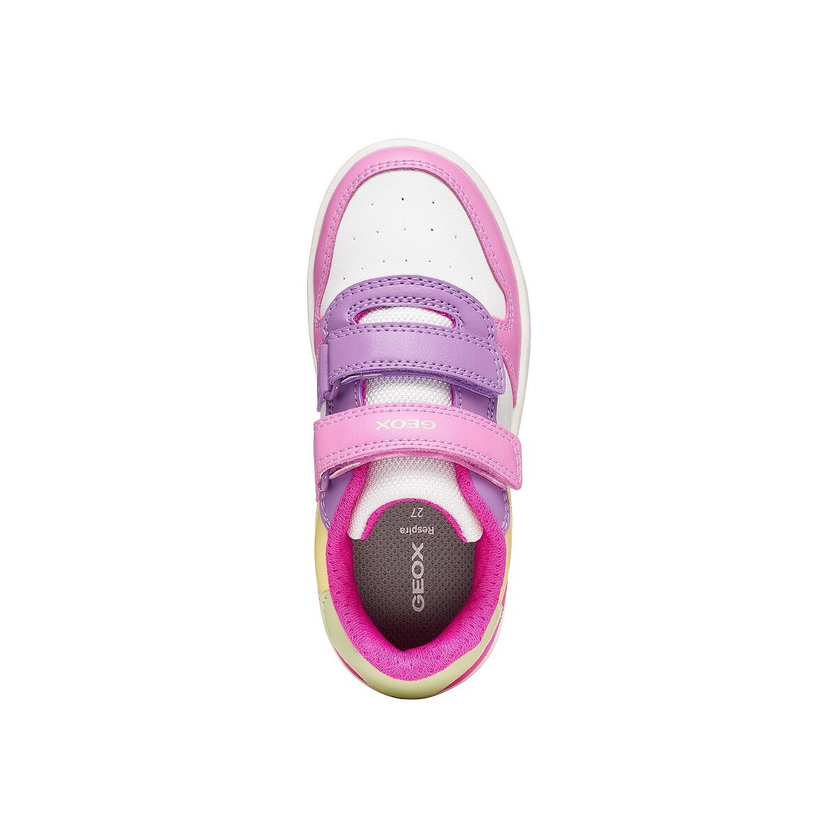 Atmungsaktive Sneakers mit Klettverschluss Washiba weiss/rosa, GEOX