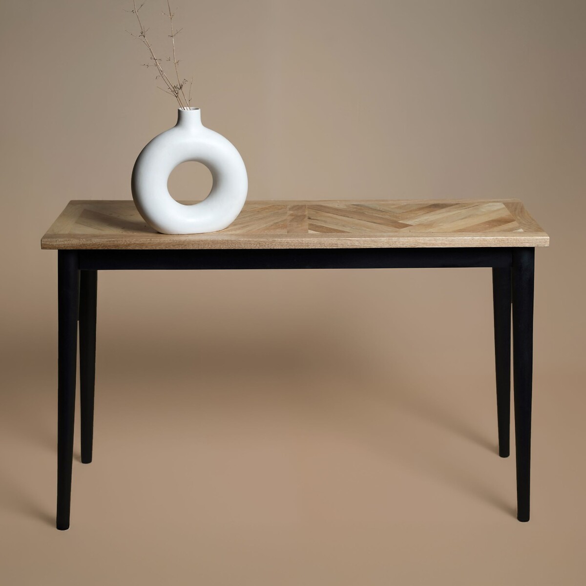 Beau Herringbone Parquet Mango Wood Console Table wood, ÉDITÉ