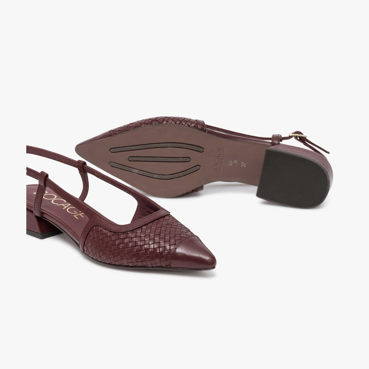 Ballerine en cuir SONNIE rouge bordeaux, BOCAGE