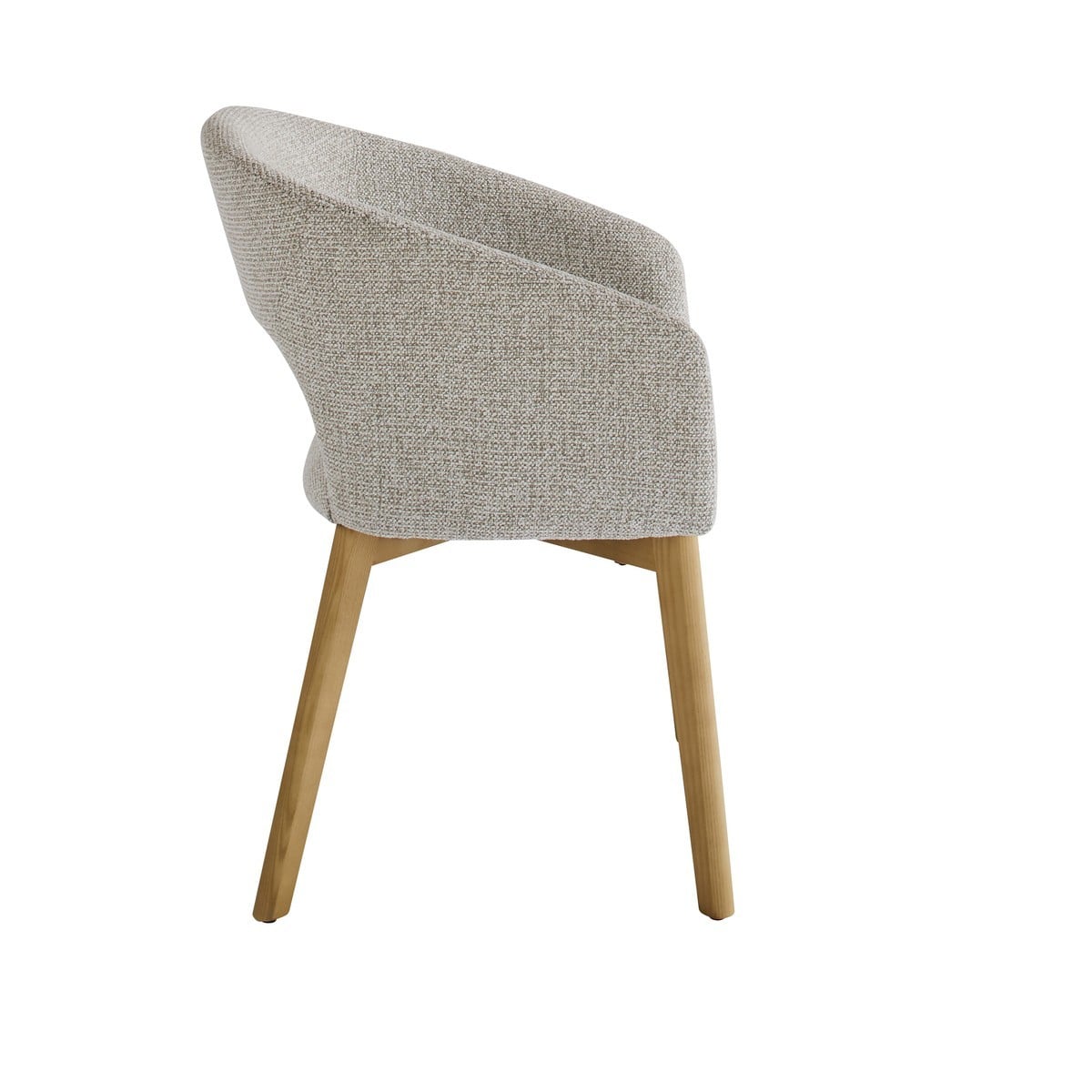 Chaise tapissée en frène massif INES beige, SIGNATURE