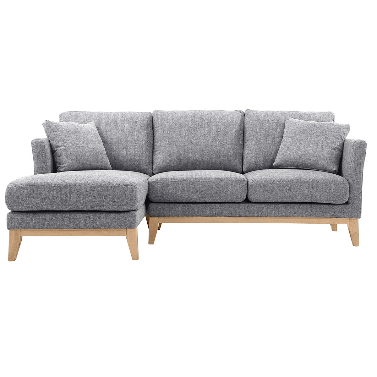 Canapé d'angle gauche scandinave déhoussable 3-4 places OSLO gris clair, MILIBOO