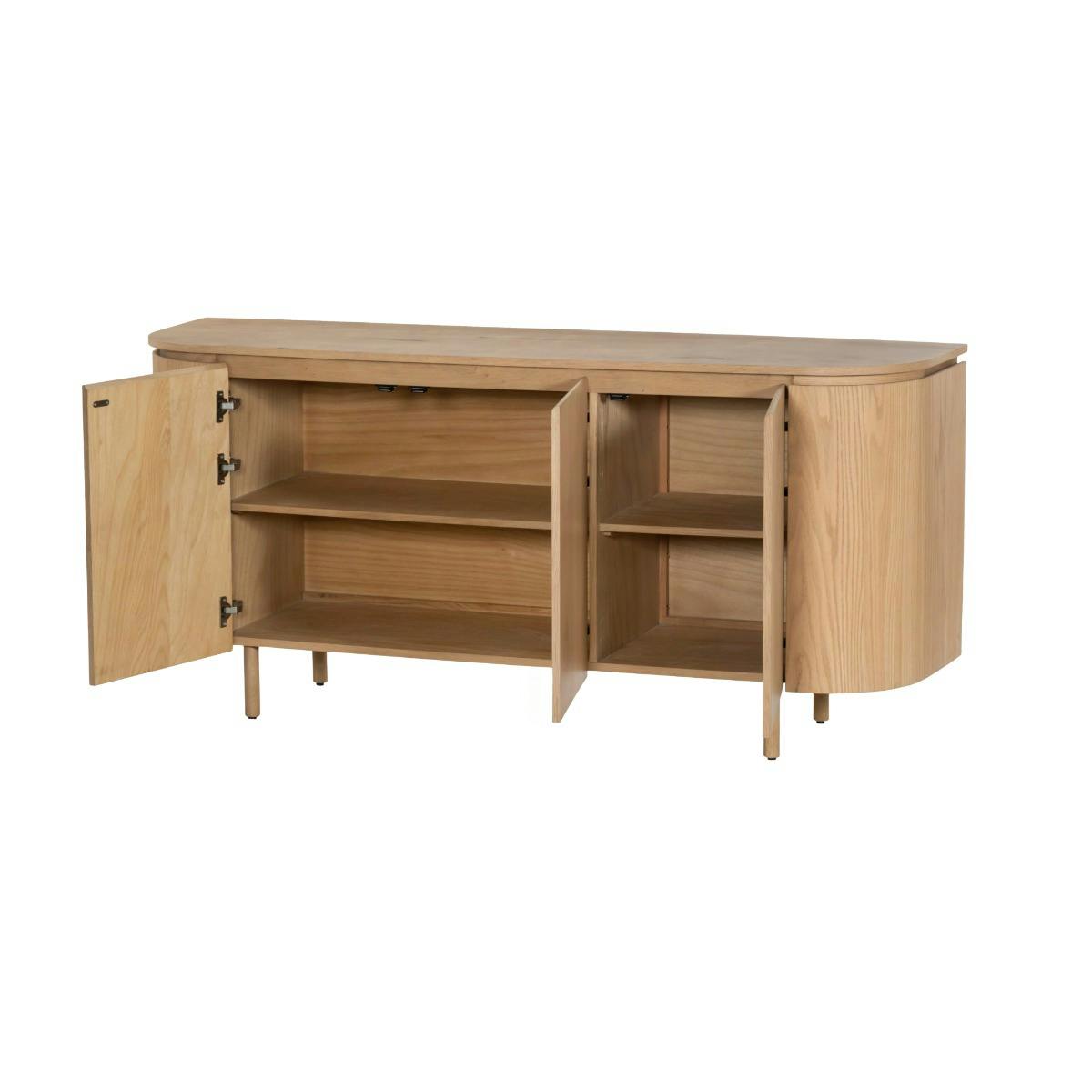 Buffet enfilade 3 portes en chêne, design arrondi LOREN bois clair, PIER IMPORT