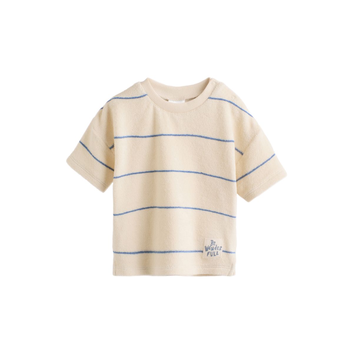 Haut et short bébé en tissu éponge rayures neutres/bleues, NEXT