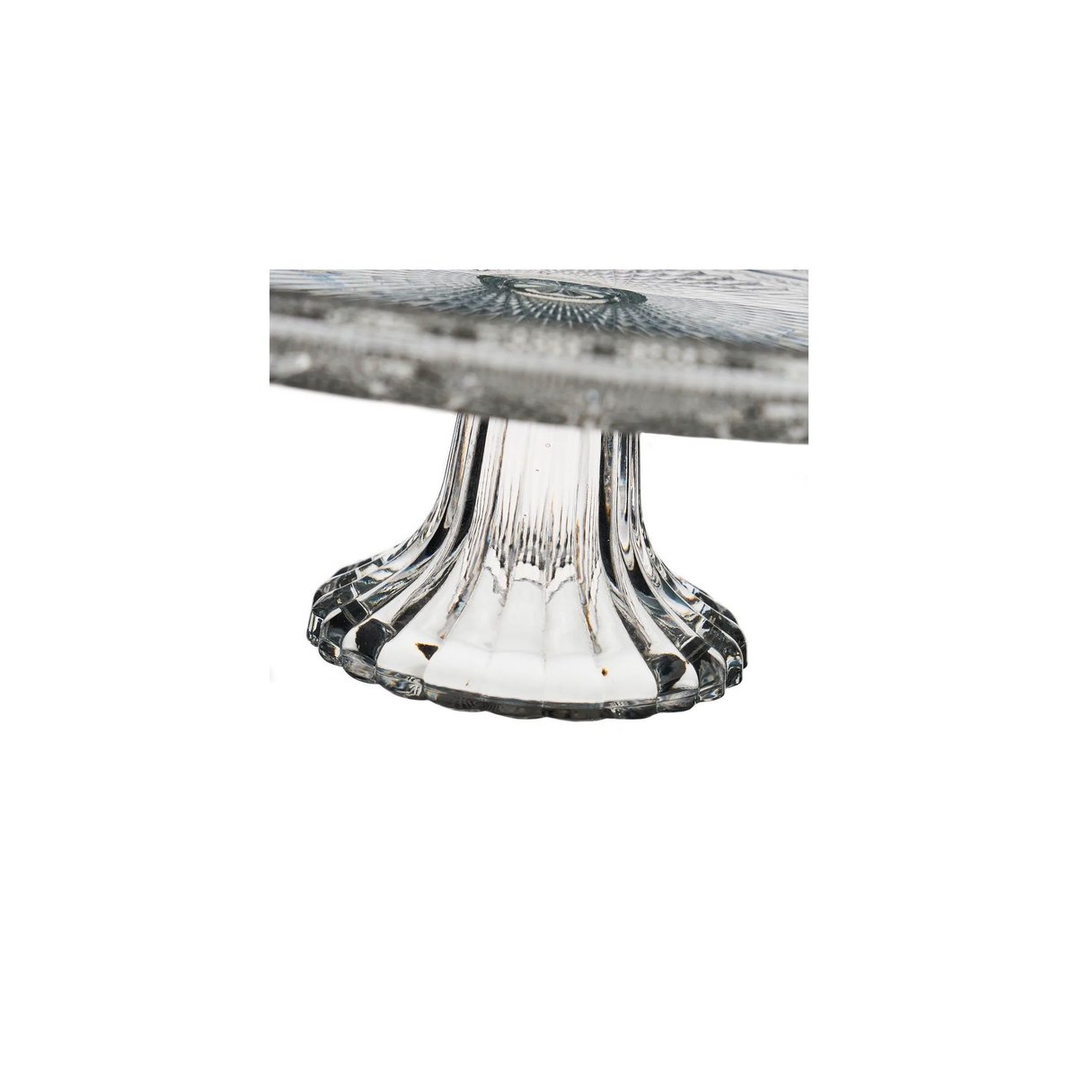 Présentoir à gâteau / tarte sur pied rond en verre romance - 25x25x8cm transparent, WADIGA
