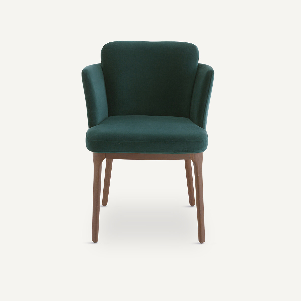 Poltrona da tavolo con gambe in noce e velluto Jabote verde inglesi, AM.PM