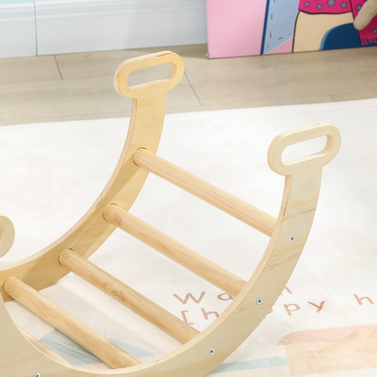Parcours d'escalade pour enfants Panneau bois naturel, AIYAPLAY