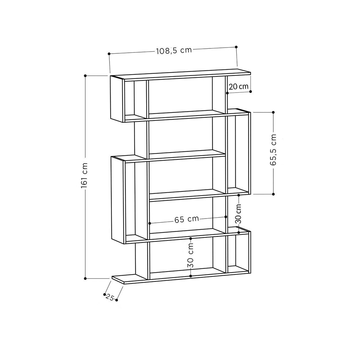 Etagère bibliothèque H161 cm - MITO chêne sonoma/ gris anthracite, CALICOSY