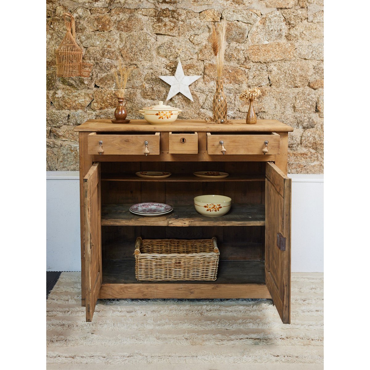 Buffet en chêne massif Gilbert N°1642 - Bon état bois clair, DEBONGOUT