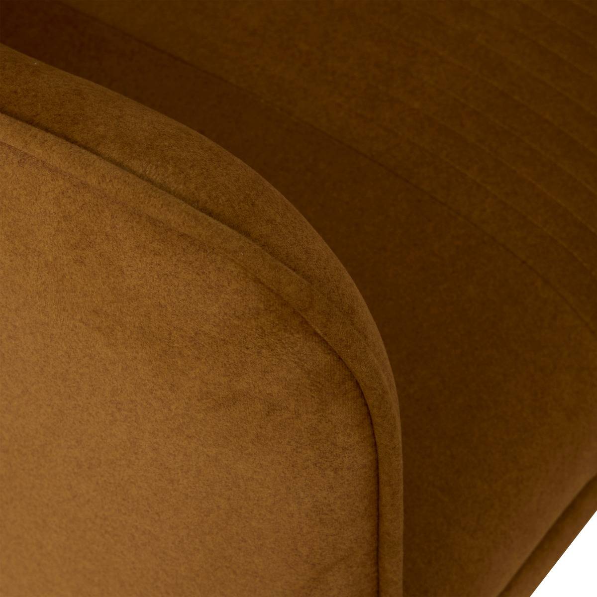 Fauteuil en tissu piètement hévéa LIBOR camel, ATMOSPHERA