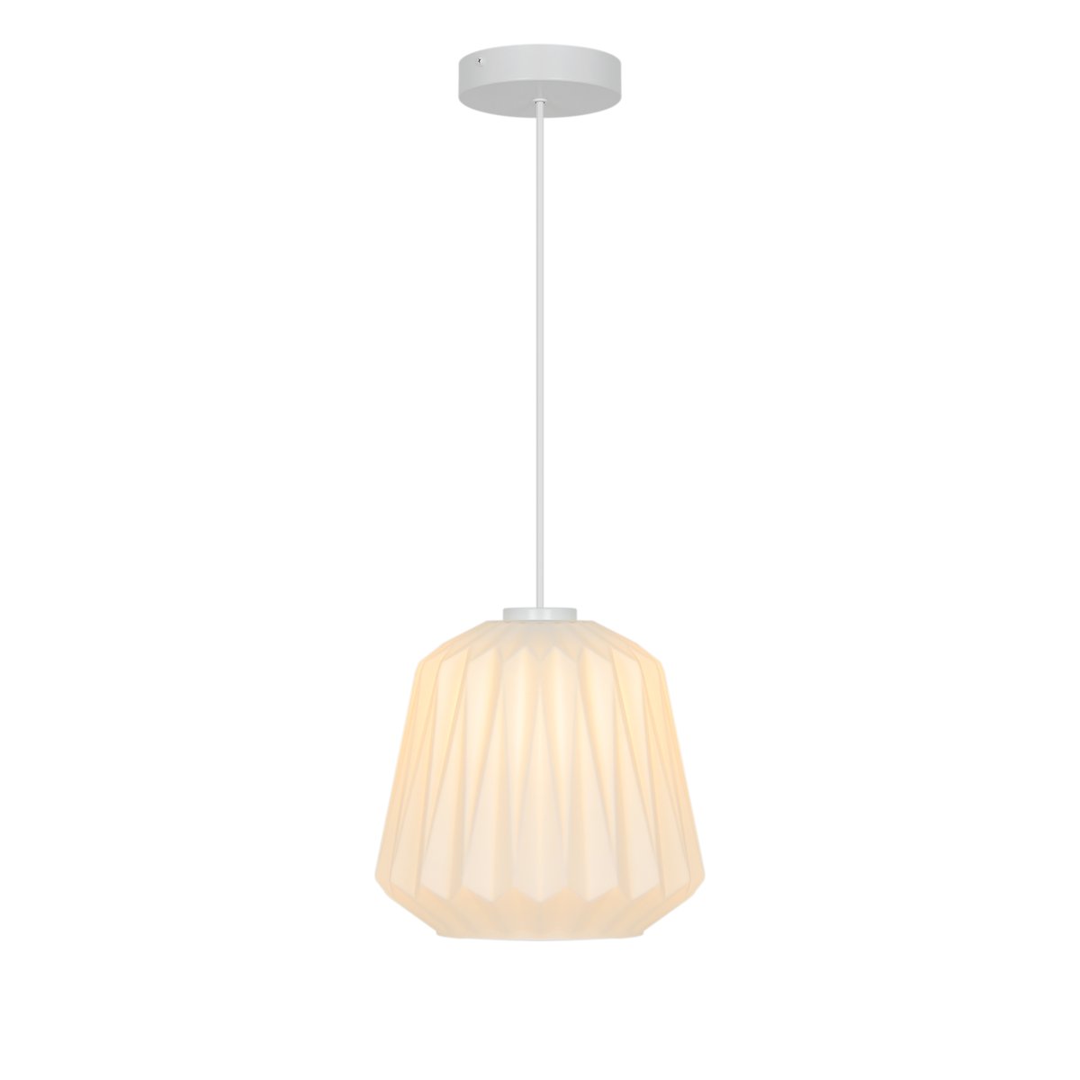 Suspension détails plissés subtils en verre opale, ELBIE blanc, NORDLUX