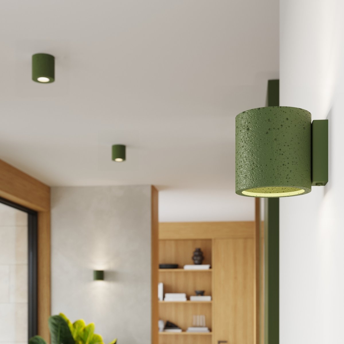 Plafonnier Béton Vert Olive GU10 1 Orbis vert olive, EDEN