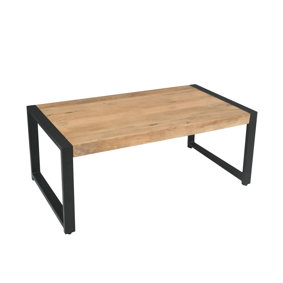 Table basse rectangulaire esprit industriel MILORA bois clair, PIER IMPORT