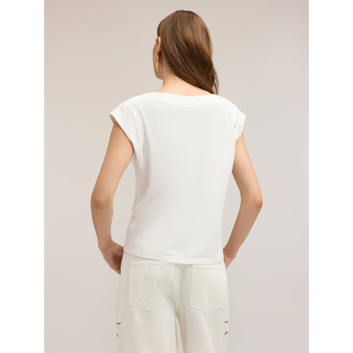 T-shirt kimono avec broderies blanc, MOTIVI