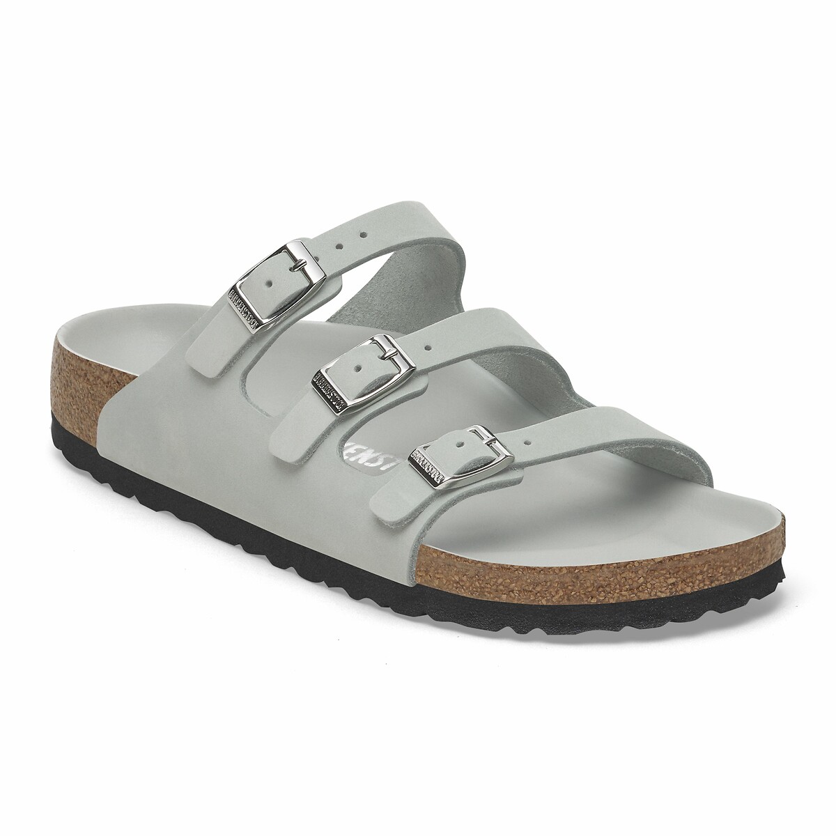 Mules en cuir nubuck Florida vert gris, BIRKENSTOCK