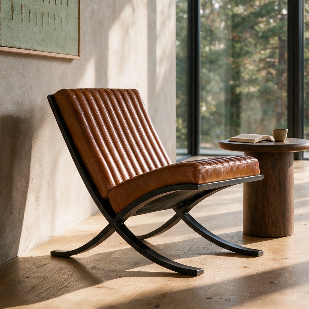 Fauteuil en cuir de buffle - GUSTAVE marron, MAISON PAVANE