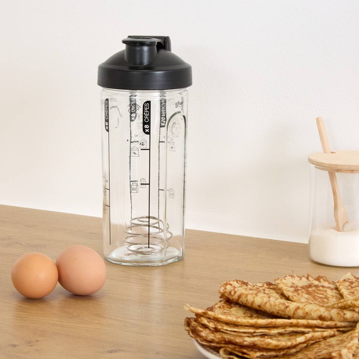 Shaker pour crêpes 800ml en verre ESSENTIELS transparent, 5FIVE SIMPLY SMART