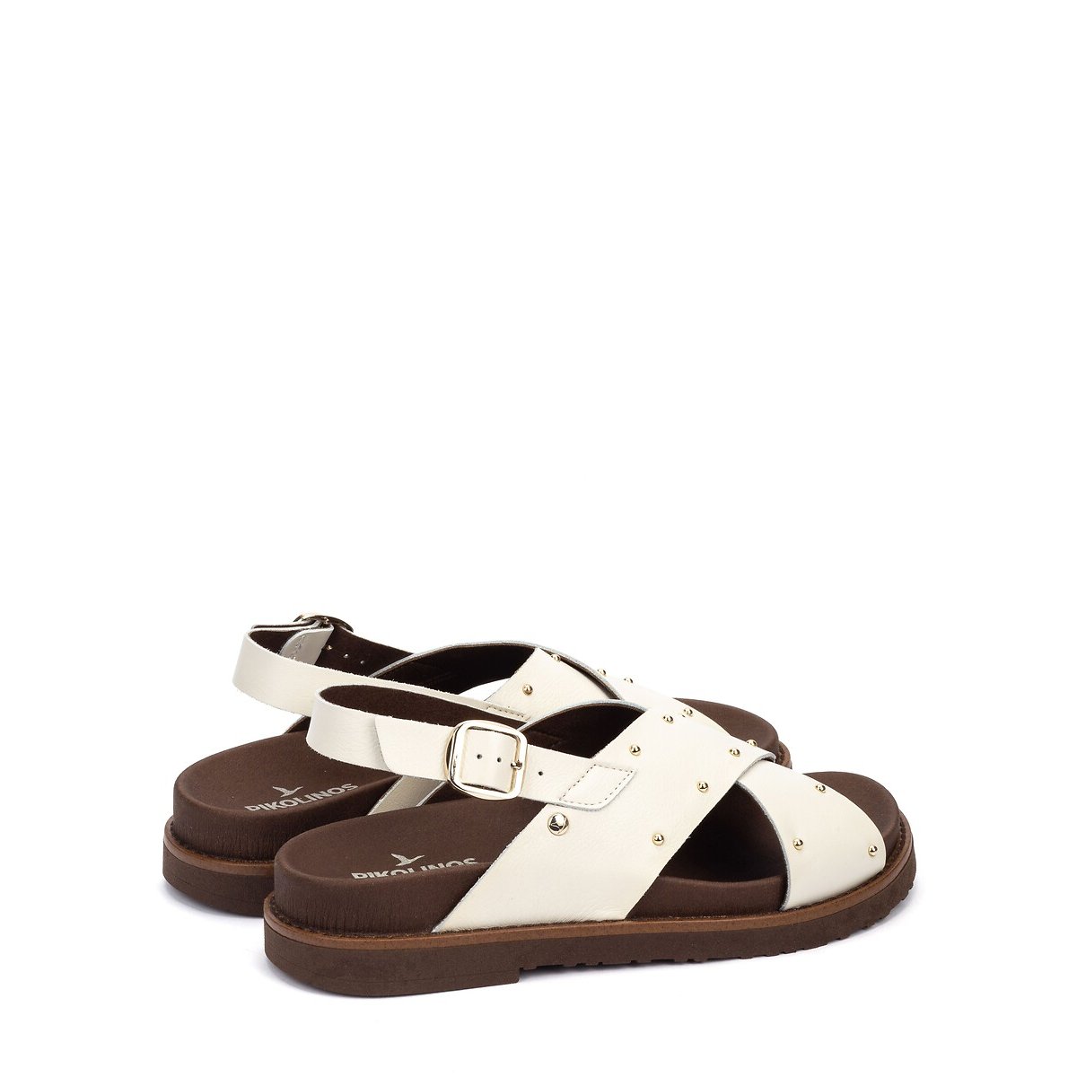Sandales croisées en cuir Aitana blanc, PIKOLINOS
