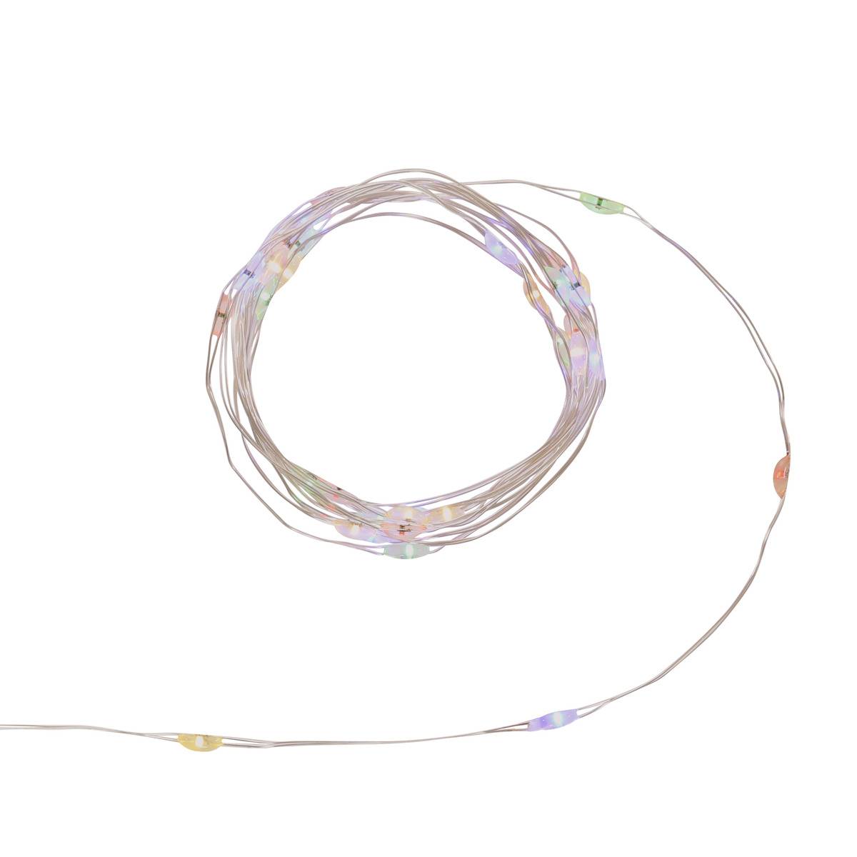 Guirlande lumineuse d'intérieur 2 m 40 LED blanc chaud fil cuivre lumière fixe avec minuteur à piles multicolore, ATMOSPHERA