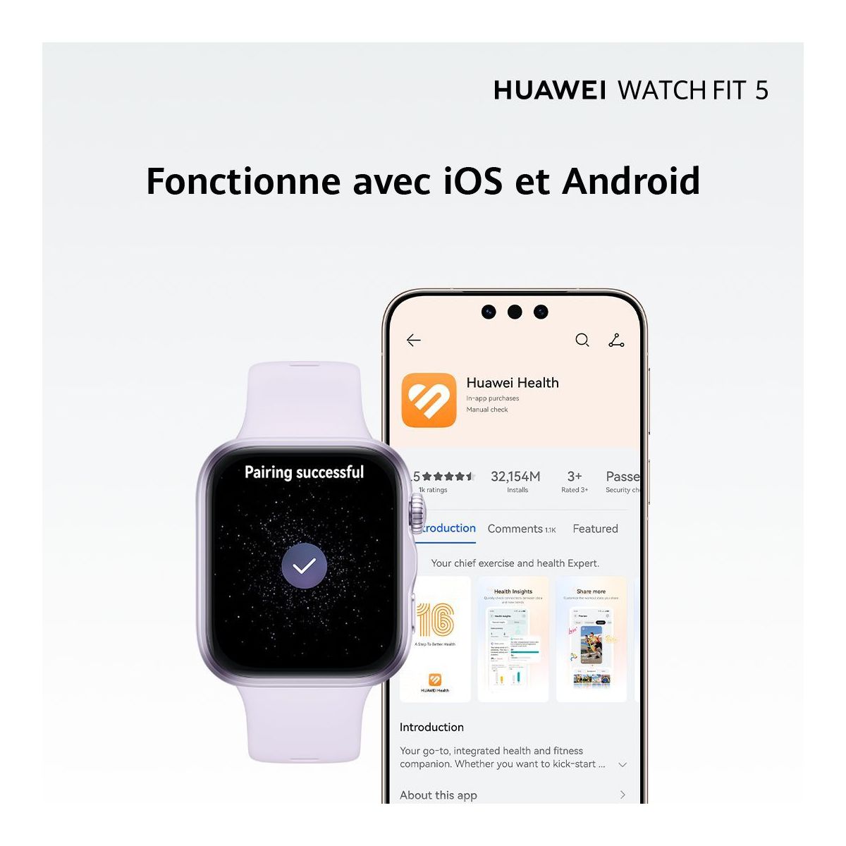 Montre connectée Pack Watch FIT 5 noir+Freebuds SE 4 noir, HUAWEI