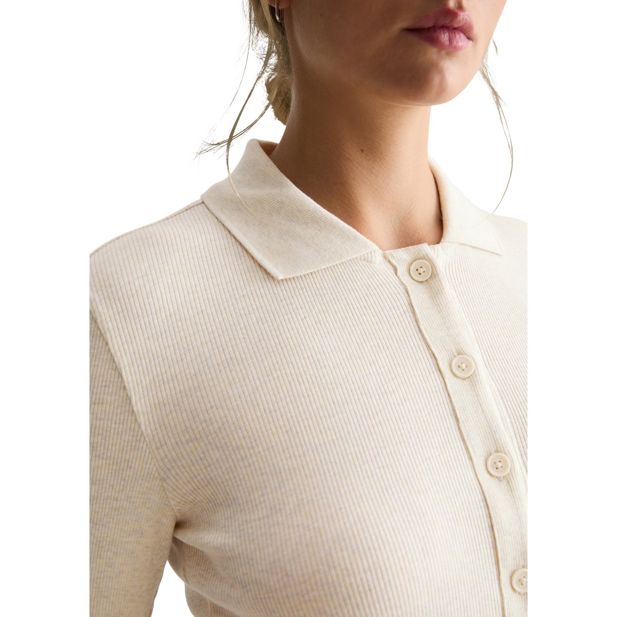 Chemisier slim en jersey en jersey côtelé doux blanc, MARC O’POLO DENIM
