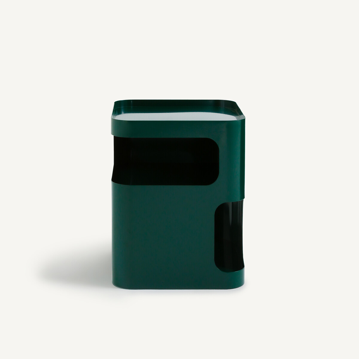 Mesa de cabeceira metálica em aço, 2 nichos, Sandoval verde-czar , AM.PM