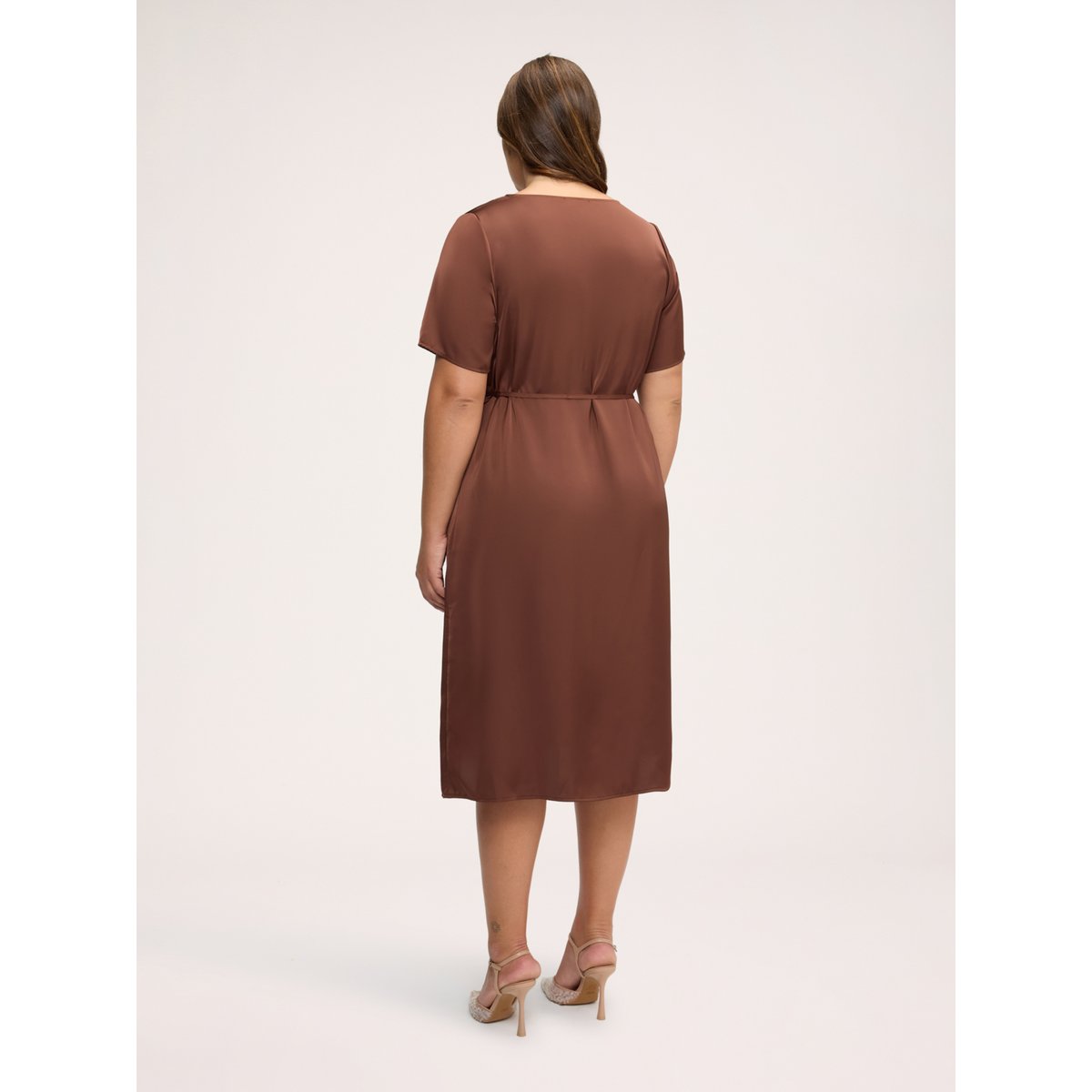 Robe avec détail en dentelle marron, FIORELLA RUBINO