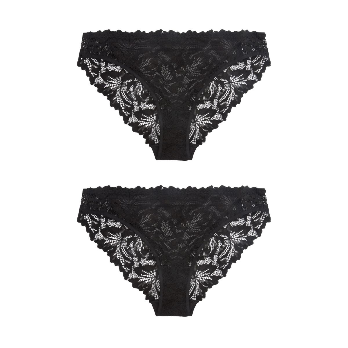 Culotte échancrée en dentelle, lot de 2 noir, NEXT