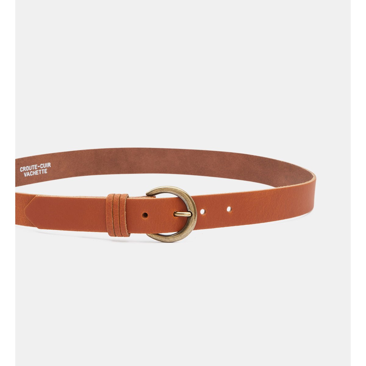 Ceinture moyenne hiros en cuir camel, GALERIES LAFAYETTE