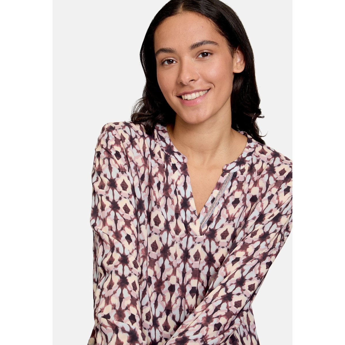 T-shirt façon blouse à motifs violet/rose, CARTOON